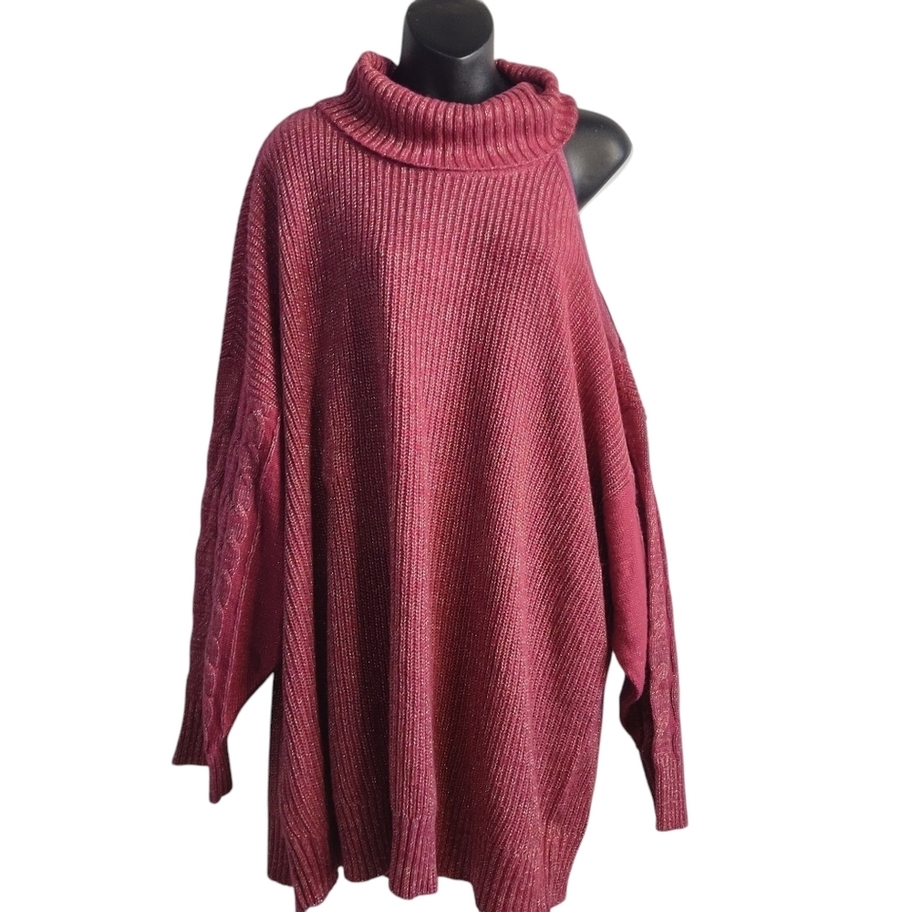 Torrid Metallic Pullover Turtle Neck Cold Shoulde… - image 4
